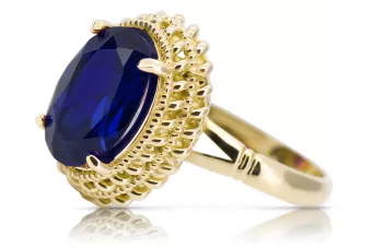 Artisanat vintage Anneau Saphir Or jaune 14 carats vrc068y